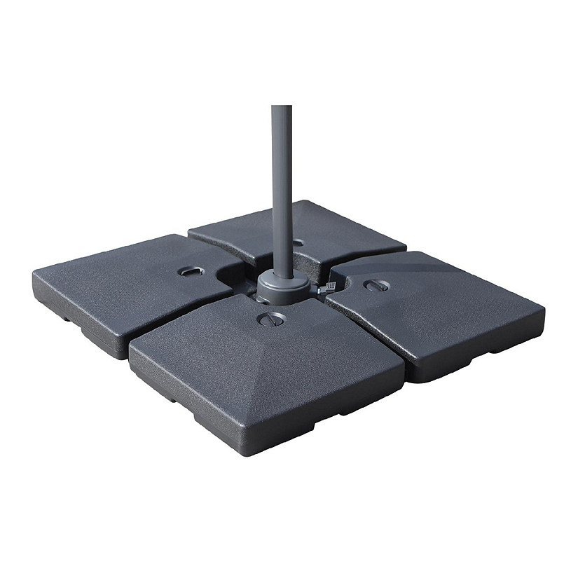 Outsunny 4 Piece Cantilever Patio Umbrella Base Stand Outdoor Offset Umbrella Weight Plates 176 lbs Capacity Water or 264 lbs Capacity Sand Black Image