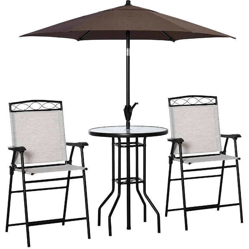 Outsunny 4 Piece Folding Outdoor Patio Pub Dining Table And Chairs Set