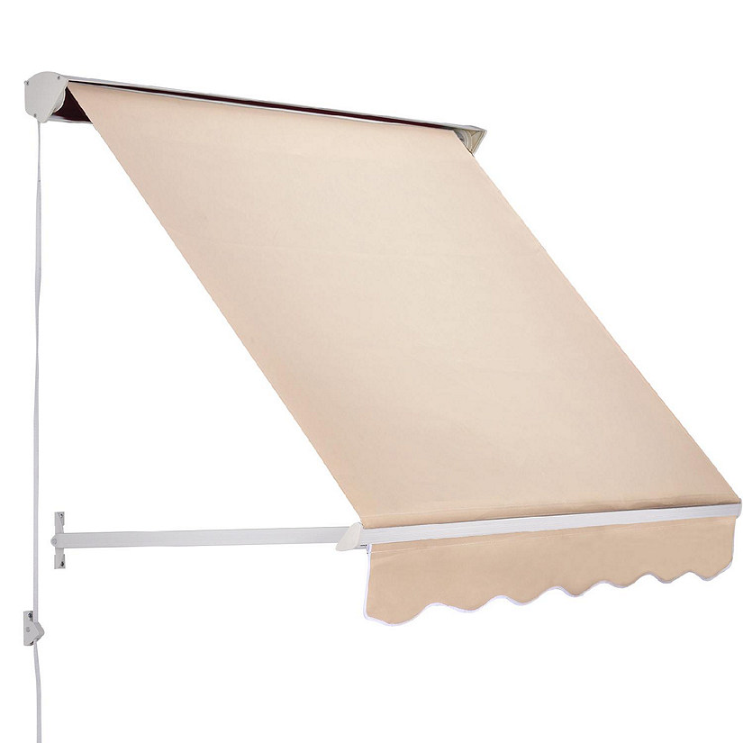 Cream Outsunny Drop Arm Manual Retractable Window Awning 6-Feet 