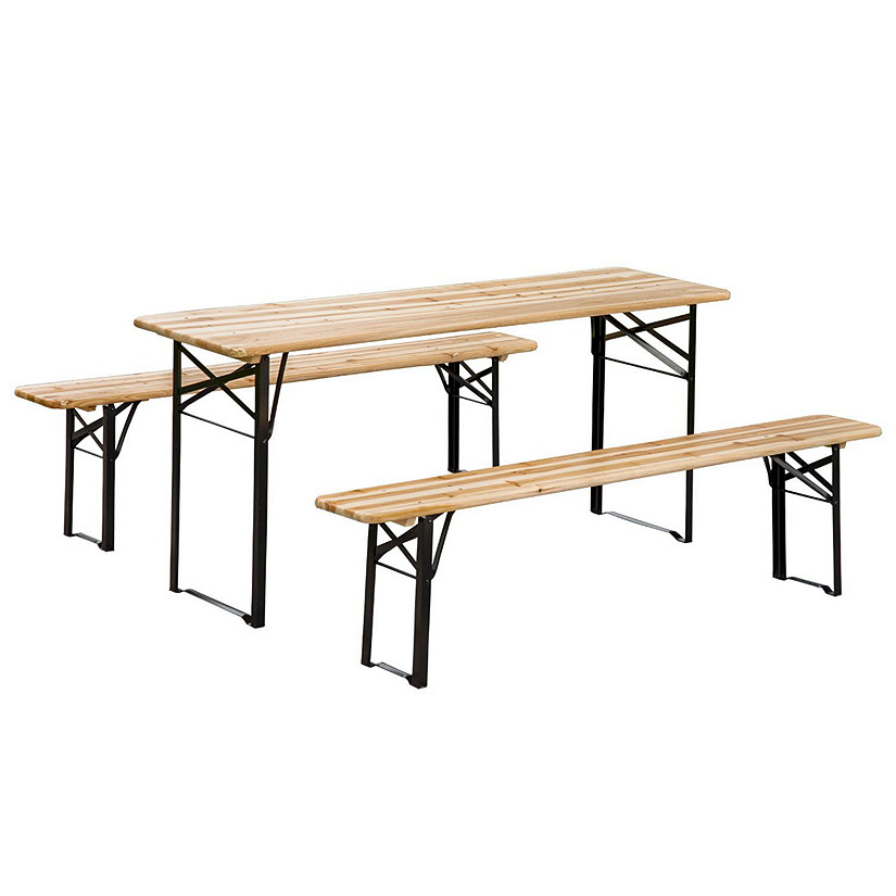 Outsunny 6' Wooden Outdoor Folding Camping Table Set Image