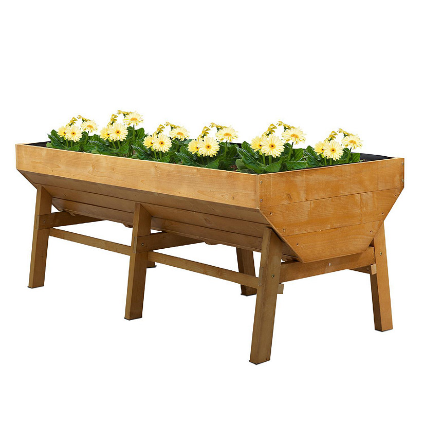 Outsunny 70'' Wooden Raised Garden Bed with Funnel Design High Weight