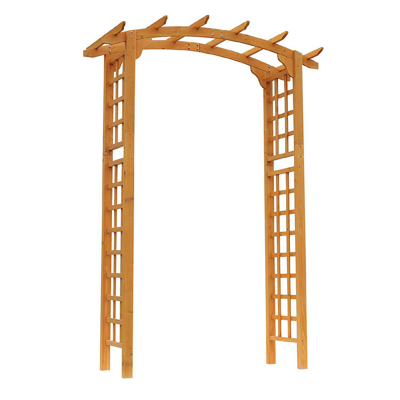Outsunny 8' Wood Garden Arbor Arch Trellis Wall for Climbing and Hanging Plants Decor for Party Weddings Birthdays and Backyards Image