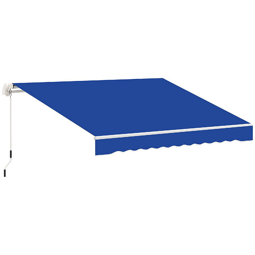 Outsunny 8' x 7' Patio Retractable Awning Manual Exterior Sun Shade Deck Window Cover Blue Image