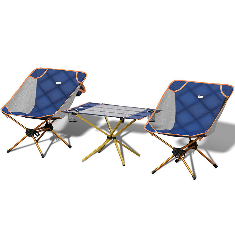 Outsunny Aluminum Camping Padded Chairs Set Lightweight Folding Table Image
