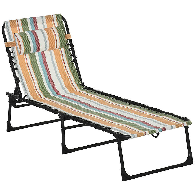 Outsunny Folding Chaise Lounge Chair Reclining Garden Sun Lounger 4 Position Adjustable Backrest for Patio Deck and Poolside Colored Image