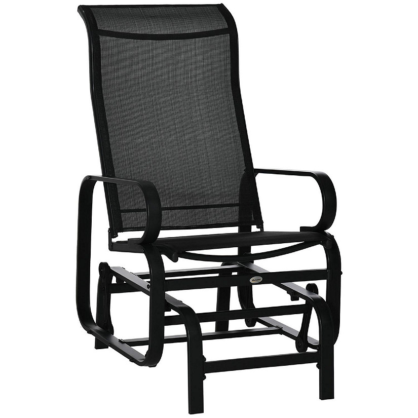 Outsunny Gliding Lounger Chair Outdoor Swinging Chair Smooth Rocking Arms and Lightweight Construction for Patio Backyard Black Image