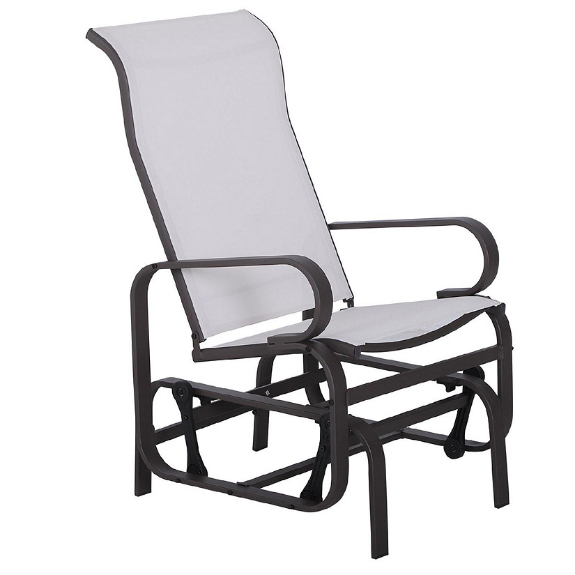 Outsunny Gliding Lounger Chair Outdoor Swinging Chair Smooth Rocking Arms and Lightweight Construction for Patio Backyard Cream White Image