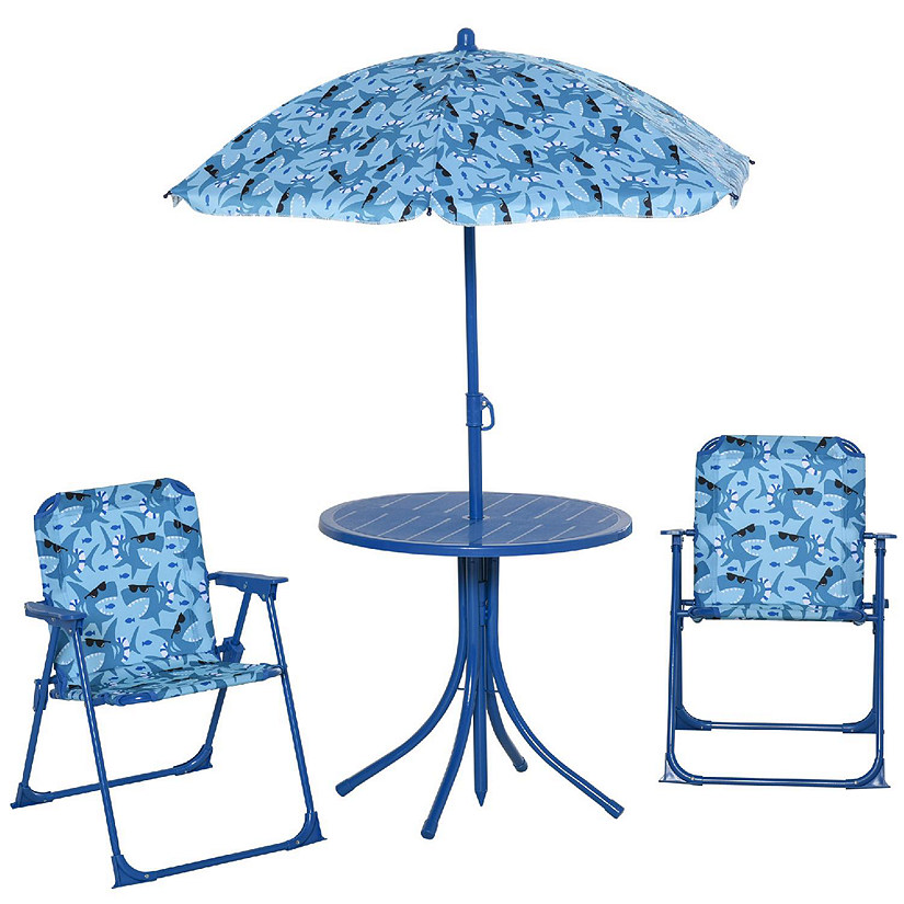 Outsunny Kids Folding Picnic Table and Chair Set Blue Image