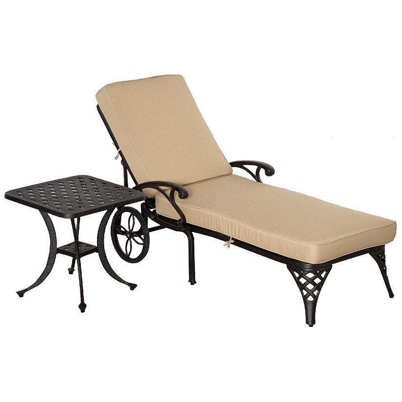 Outsunny Outdoor Aluminum Padded Lounge Chair Adjustable Backrest Patio Chaise Lounger Image
