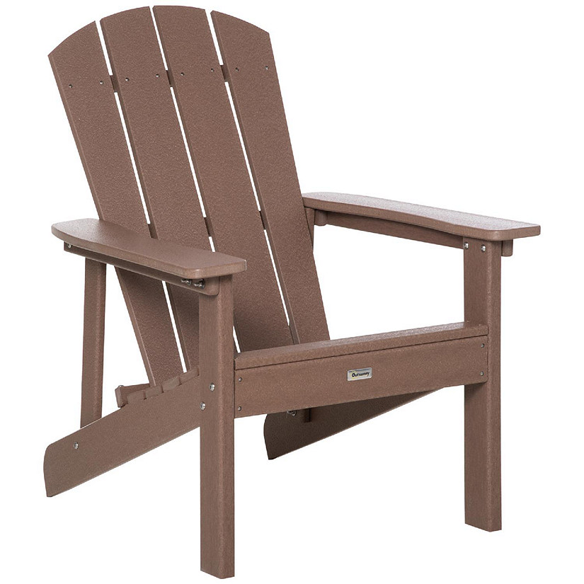 Outsunny Outdoor Hdpe Adirondack Deck Chairplastic Lounger With High Back And Wide Seatbrown~14218448$NOWA$