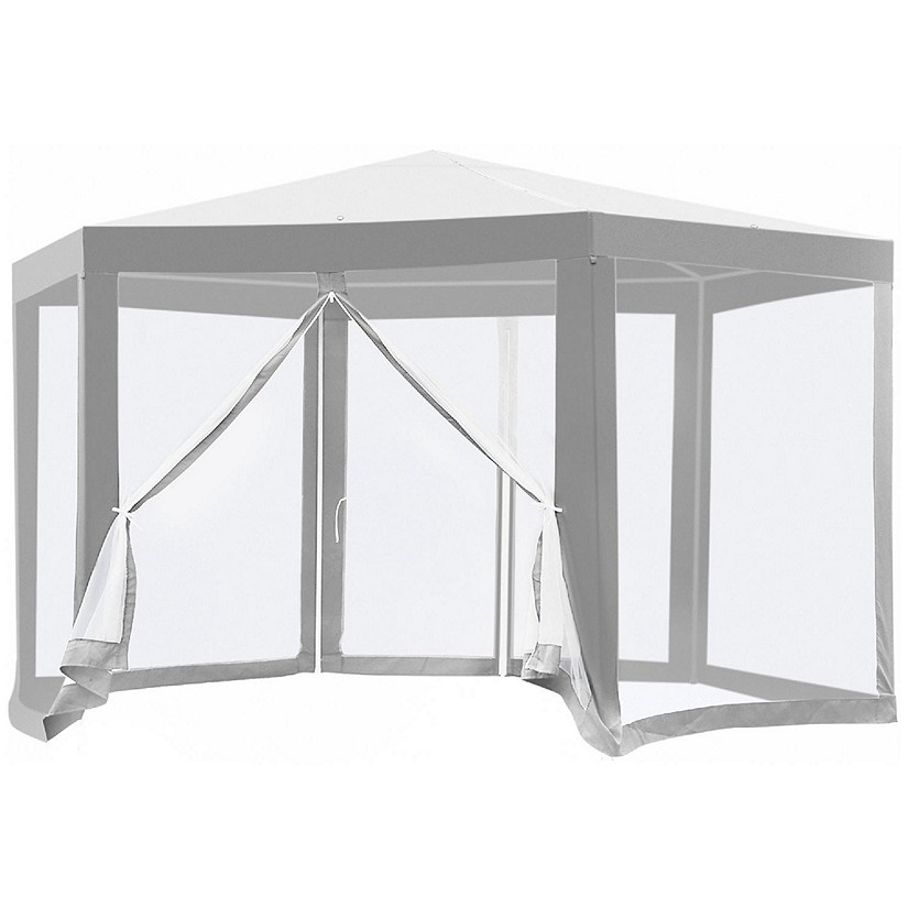 Outsunny Outdoor Hexagon Sun Shade Canopy Tent Protective Mesh Screen Walls and Proper Sun Protection Cream Image