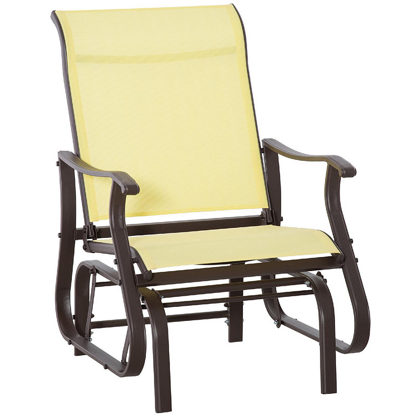 Outsunny Outdoor Swing Glider Chair Patio Mesh Rocking Chair Steel Frame for Backyard Garden and Porch Beige Image