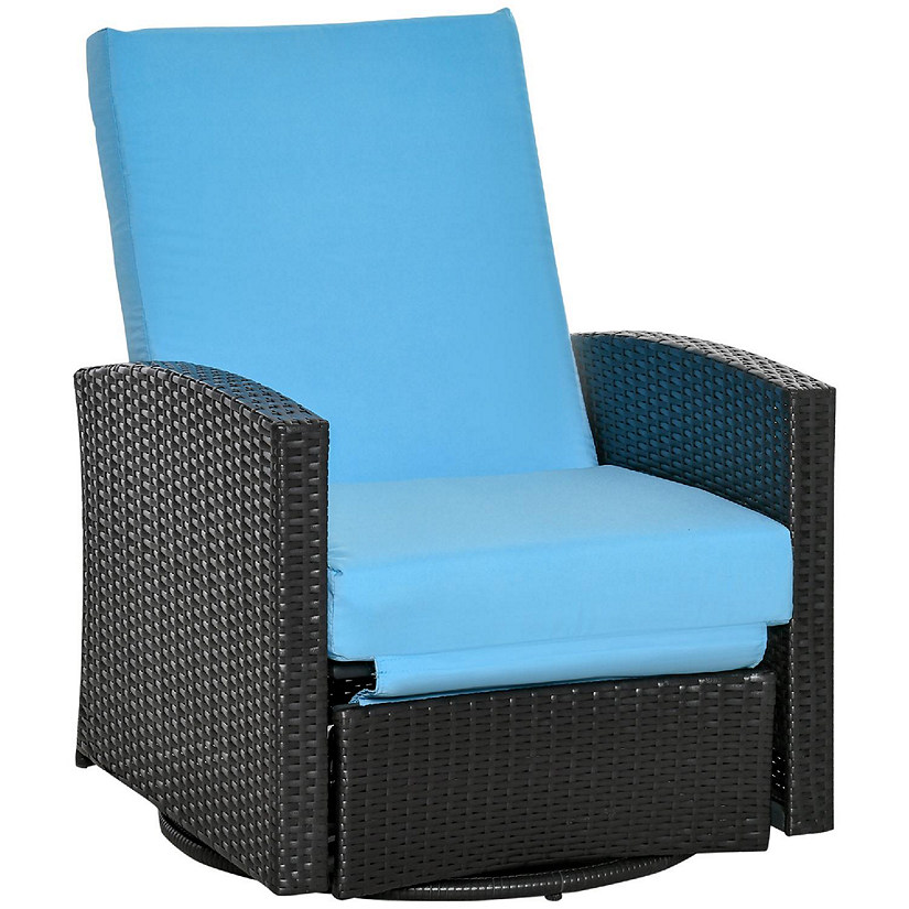 Outsunny Patio PE Rattan Wicker Recliner Chair 360 degree Swivel