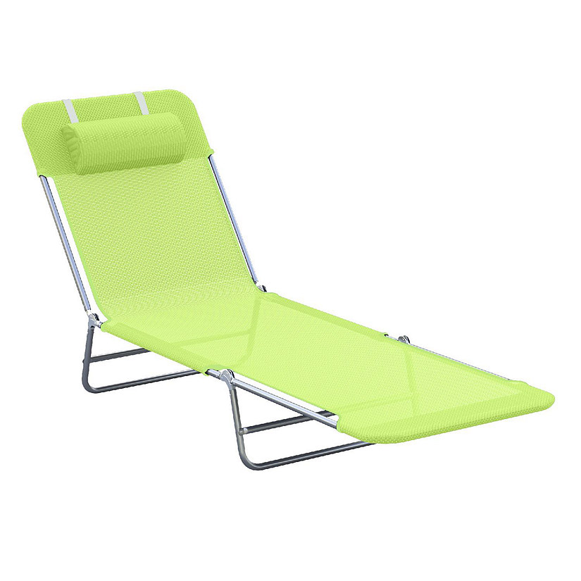 Outsunny Portable Sun Lounger Folding Chaise Lounge Chair w/ Adjustable