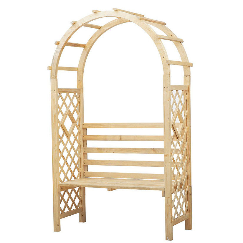 Outsunny Wood Garden Arch Bench Pergola Trellis for Vines/Climbing Plants Perfect for the Backyard and Outdoor Space Image
