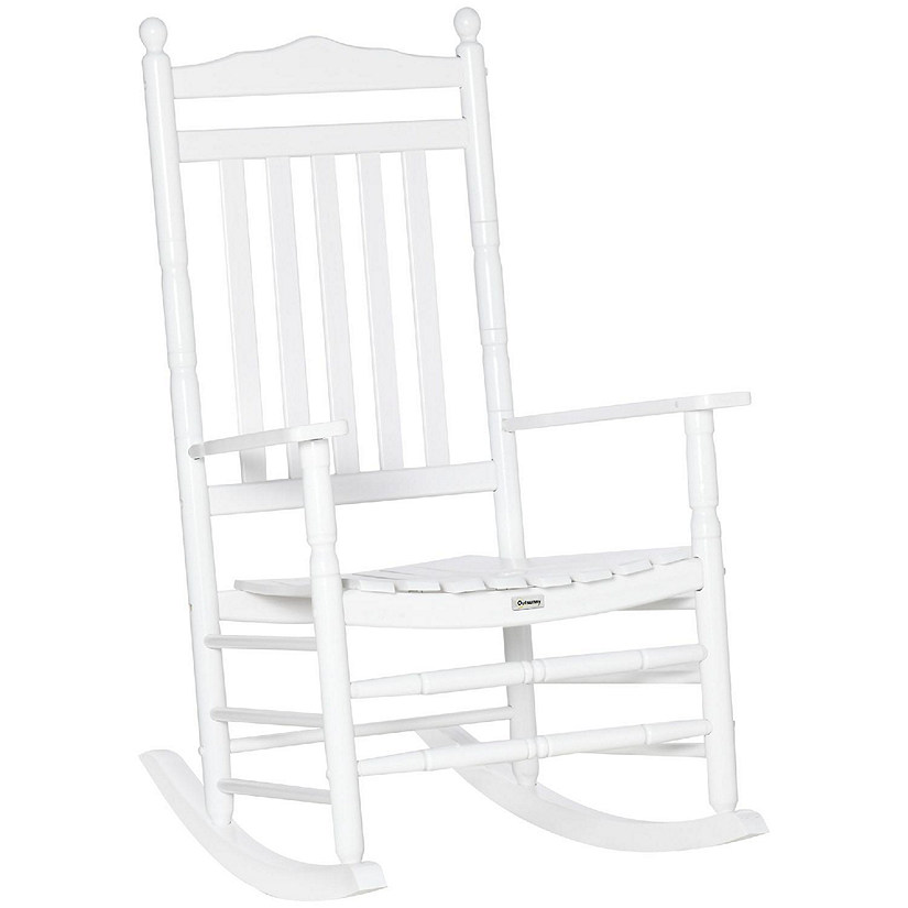 Outsunny Wooden Rocking chair Traditional Porch Rocker for Outdoor Indoor Use White Image