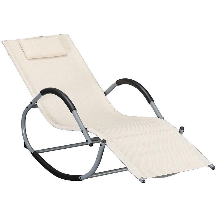 Outsunny Zero Gravity Ergonomically Design Lounger Rocker for Indoor or Outdoor Use UV/Water Fighting Material Beige Image