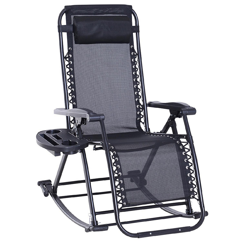 Outsunny Patio Recliner, Outdoor Reclining Chair With Flip-up Side