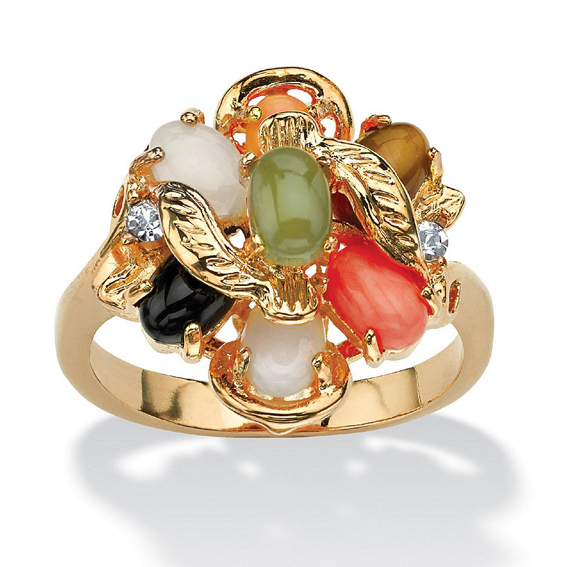 Oval-Shaped Gemstone Ring in Gold-Plated Size 5 Image