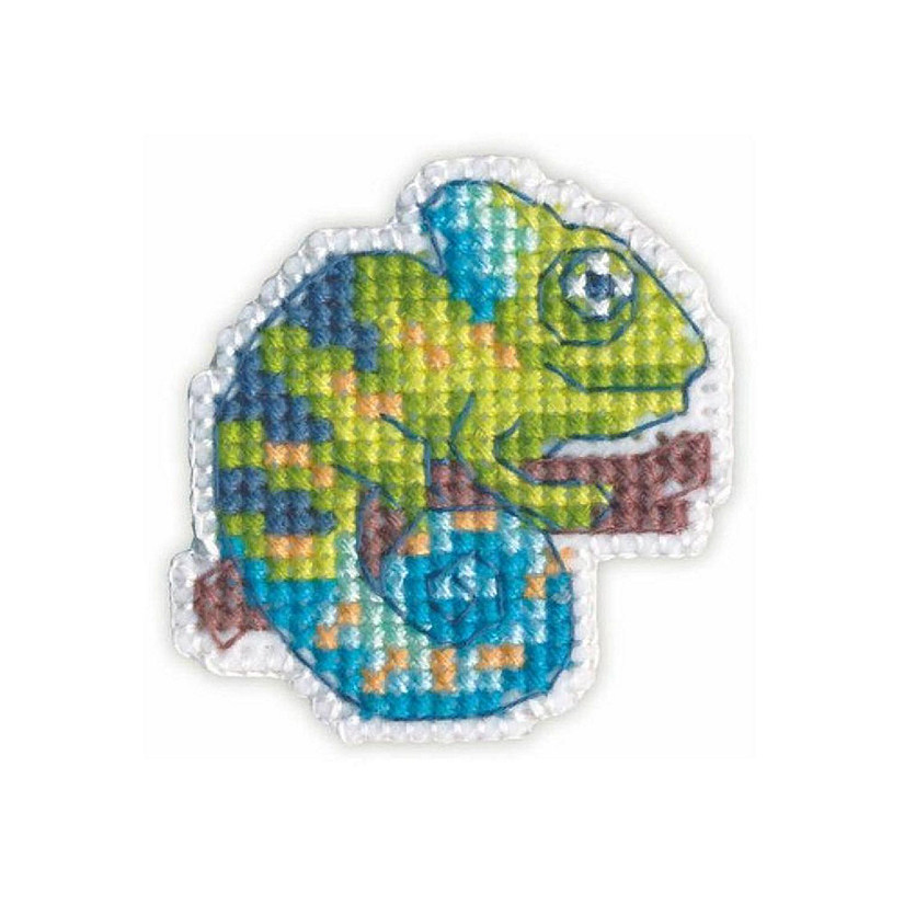 Oven - Badge-chameleon 1215 Plastic Canvas Counted Cross Stitch Kit Image