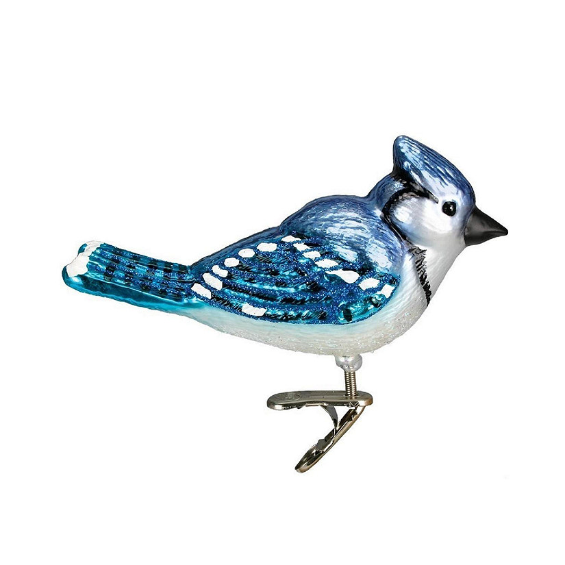 OWC Bird Watcher Collection Glass Ornaments for Christmas Tree Bright Blue Jay Image