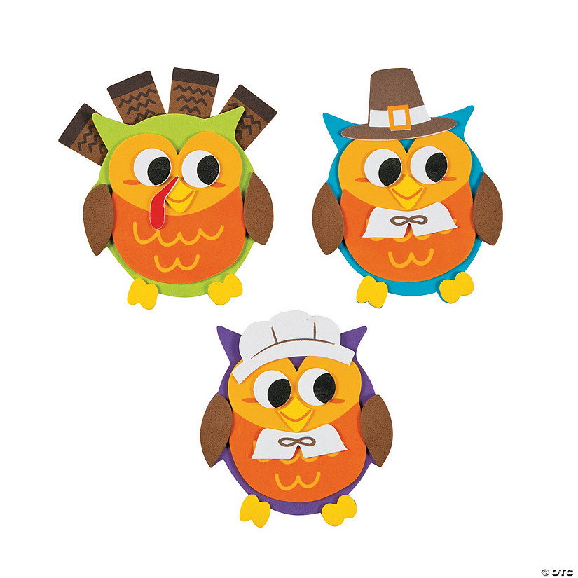 Owl Thanksgiving Magnet Craft Kit - Makes 12