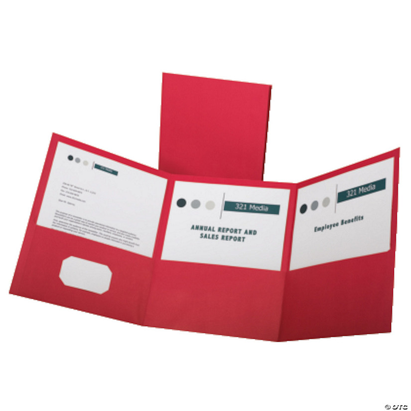 Oxford Paper Tri Fold Pocket Folder, Red, Pack of 20 Image