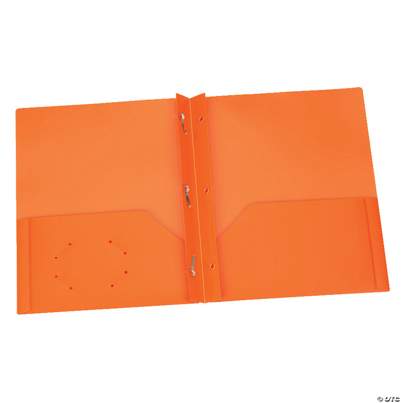 Oxford Poly Two Pocket Portfolio with Prongs, Orange, Pack of 25 Image