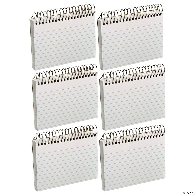 Oxford Spiral Index Cards, 3" x 5", White, Ruled, 50 Per Pack, 6 Packs Image