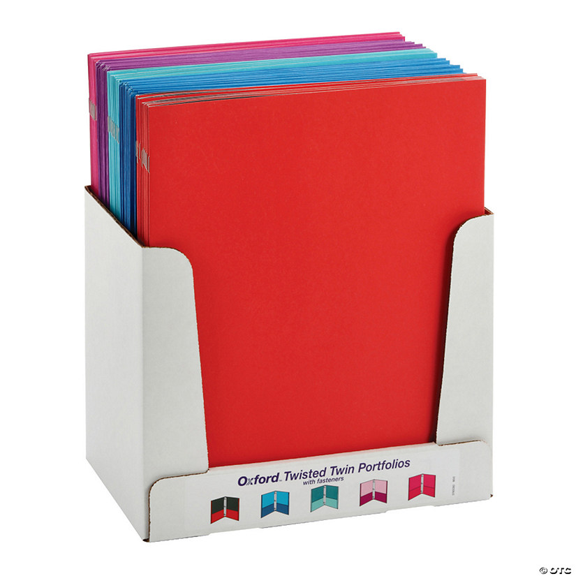 Oxford Twisted Twin Pocket Folders with Fasteners, Letter Size, Assorted, Pack of 50 Image