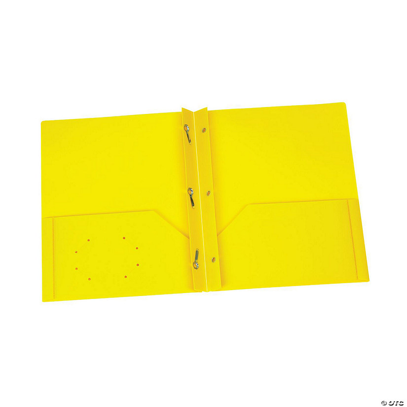Oxford Yellow Poly Two Pocket Portfolio with Prongs, Pack of 25 Image