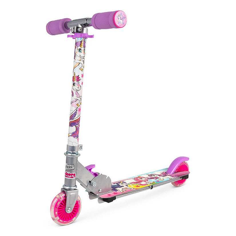 Ozbozz: Flashing Scooter - Unicorn - Light-Up Wheels, Adjustable Height,Foldable Image