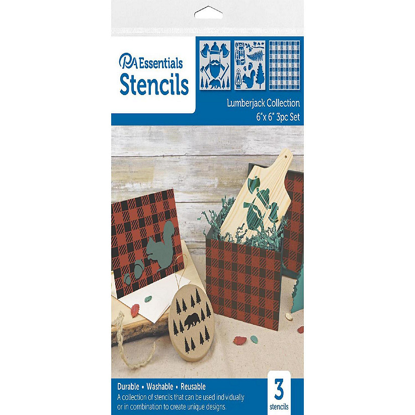 PA Ess Stencil 6x6 3pc Lumberjack Collection Image