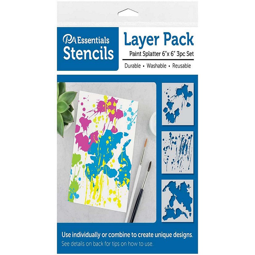 PA Essentials Stencil Layer Pack 6 x 6 in. Paint Splatter 3 pc