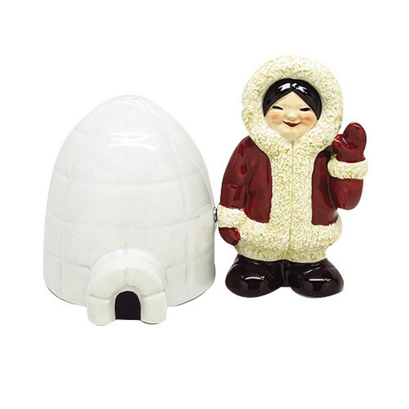 Pacific Trading Eskimo and Igloo Ceramic Salt and Pepper Shaker Set 4 Inch Image