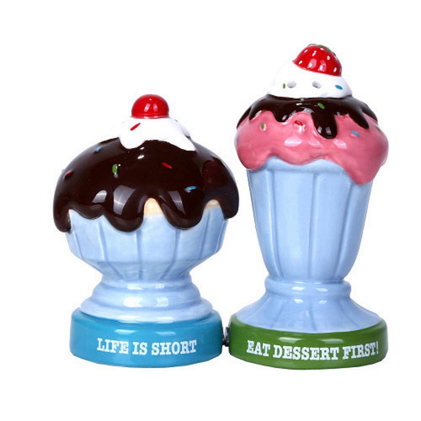 Pacific Trading Life is Short Eat Dessert First Ceramic Salt and Pepper Shakers Image