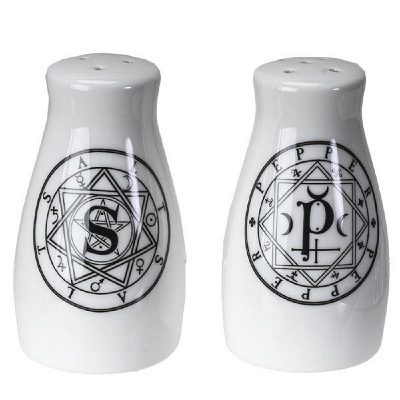 Pacific Trading Sacred Geometry Ceramic Salt and Pepper Shaker Set 3.4 Inch Image