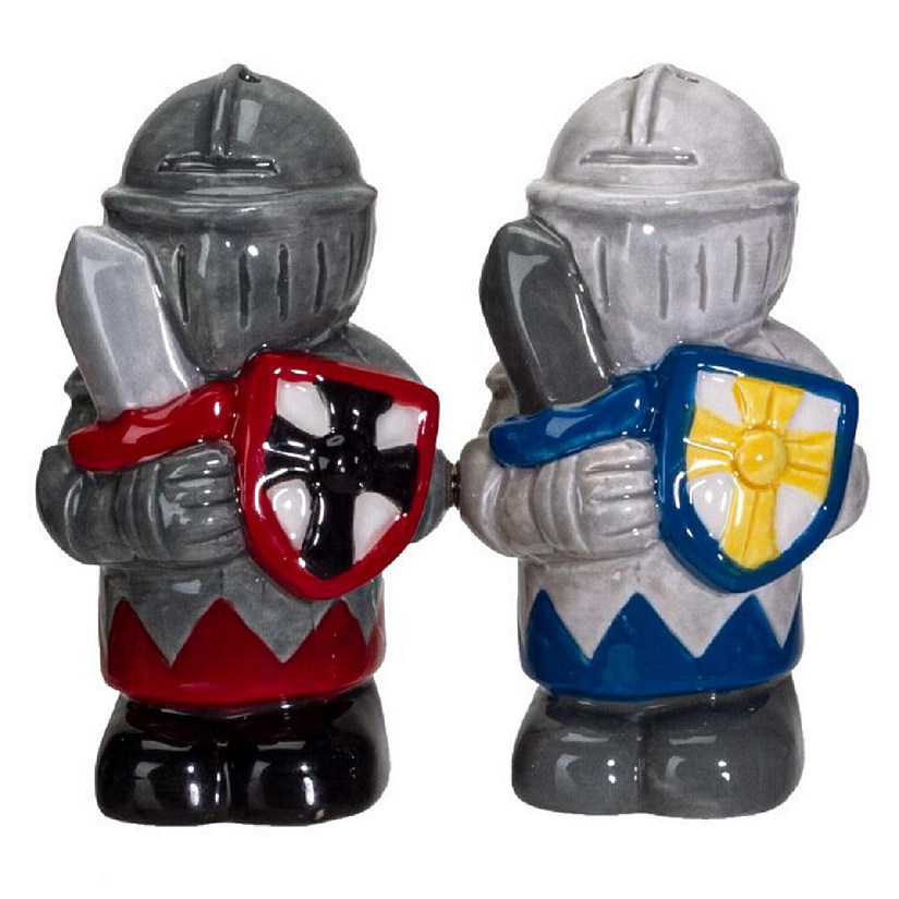 Pacific Trading White and Black Knights Ceramic Salt and Pepper Shakers 3.5 Inch Image