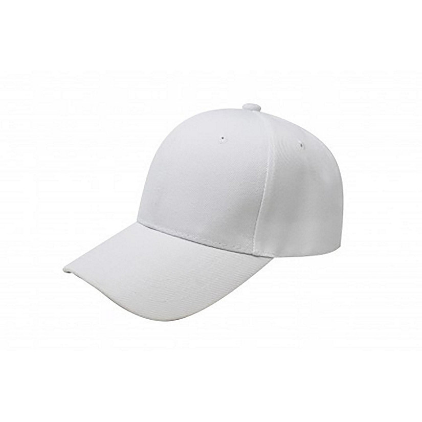 Pack of 15 Bulk Wholesale Plain Baseball Cap Hat Adjustable (White) Image