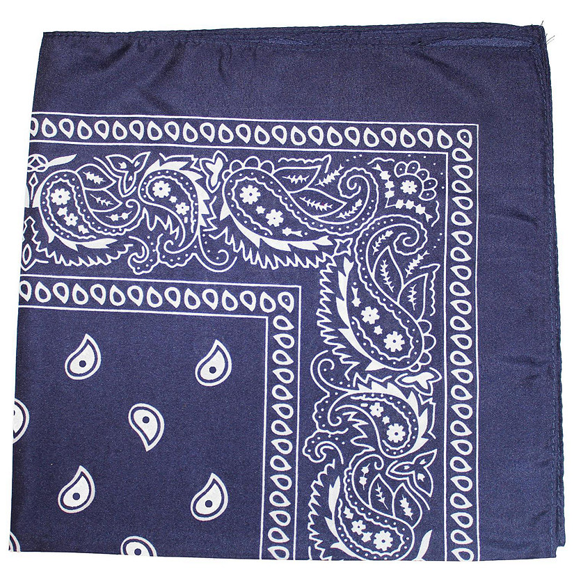 Pack of 4 X-Large Paisley Cotton Printed Bandana - 27 x 27 inches (Navy Blue) Image