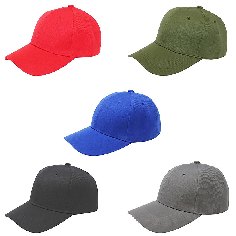 Pack of 5 Mechaly Plain Baseball Cap Hat Adjustable Back (Mix ...