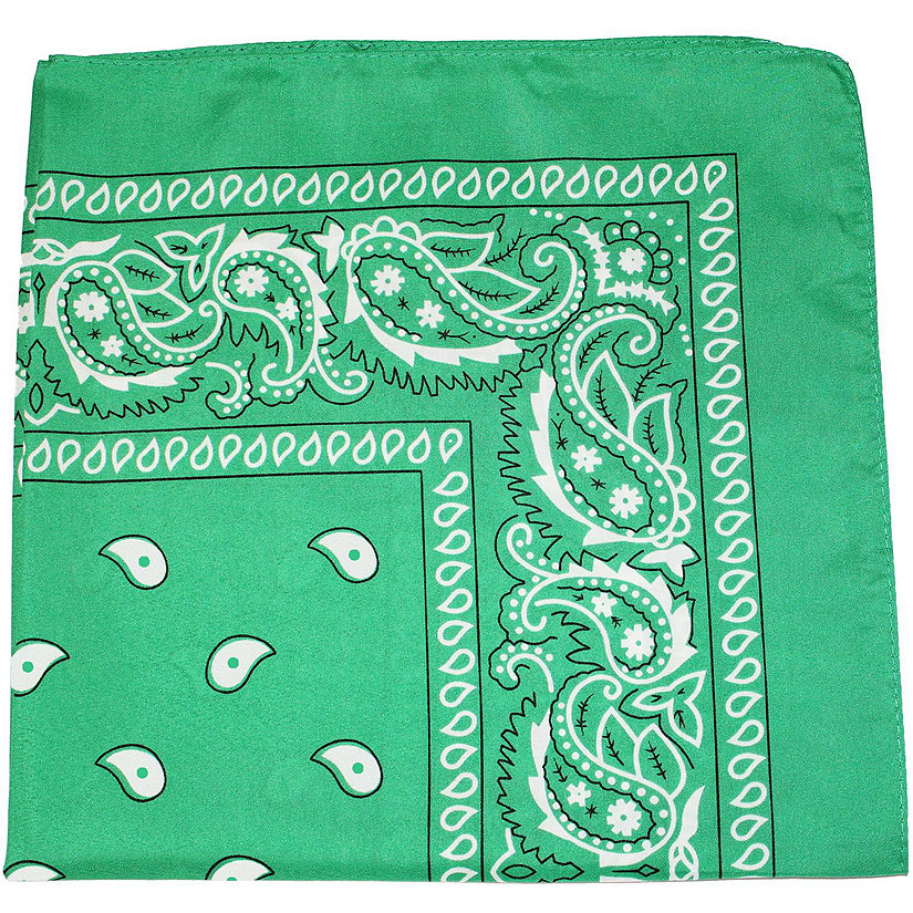 Pack of 5 X-Large Paisley Cotton Printed Bandana - 27 x 27 inches (Green) Image