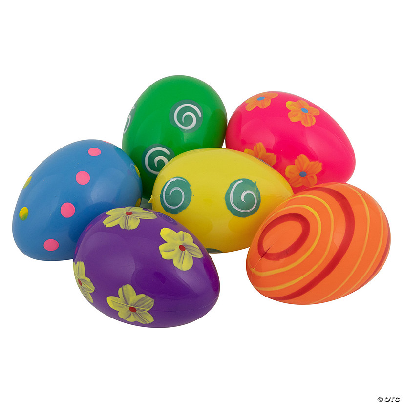Pack of 6 Vibrantly Colored Springtime Easter Eggs 3.25" Image