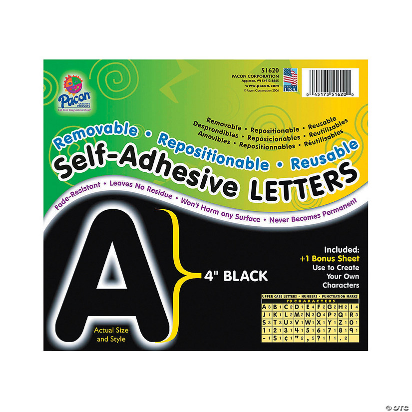 Pacon&#174; Black Self-Adhesive Letters - 78 Pc. Image