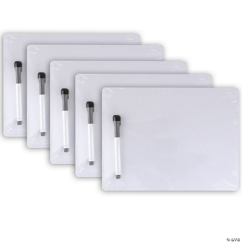 Pacon Dry Erase Whiteboard, 1 Sided, Plain, with Marker/Eraser, 9" x 12", 5 Sets Image
