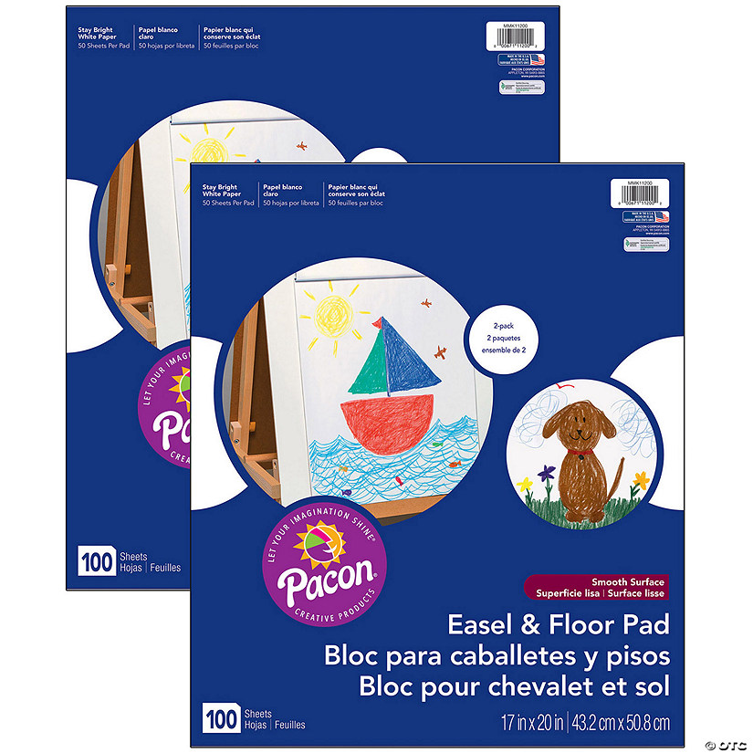 Pacon Easel Pad, 17" x 20", White, 2 Per Pack, 2 Packs Image