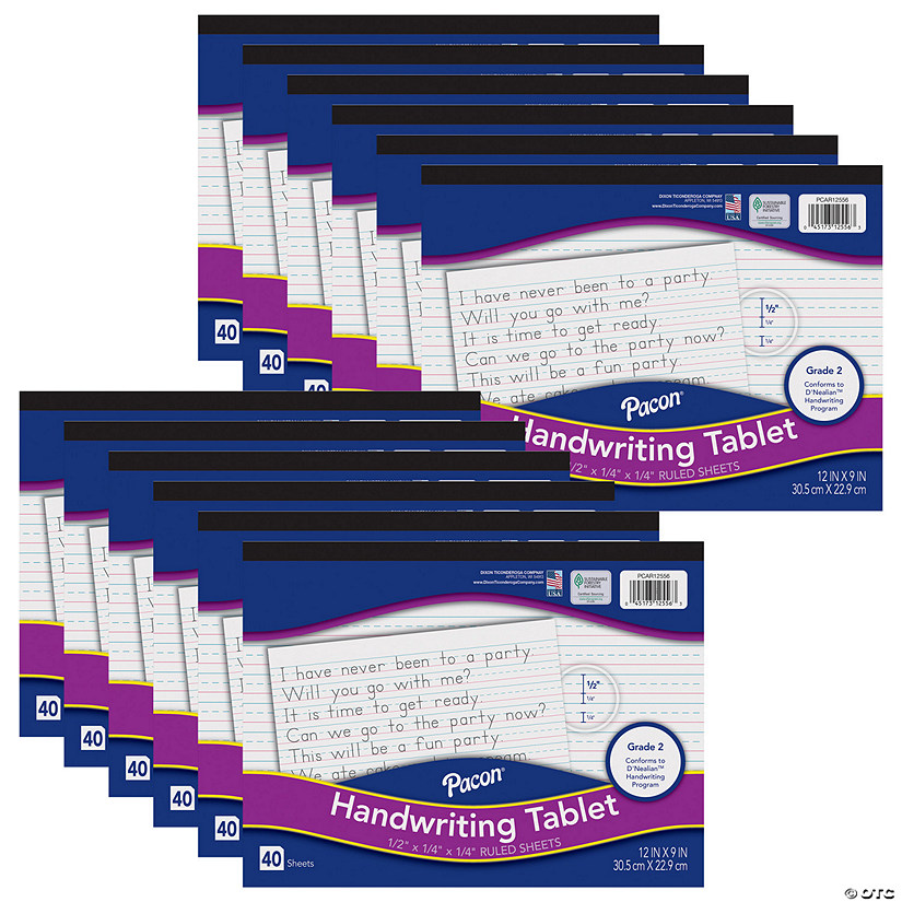 Pacon Handwriting Tablet, White, 1/2 in x 1/4 in x 1/4 in Ruled Long