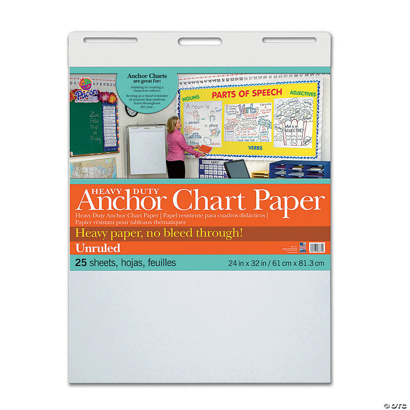 Pacon Heavy Duty Anchor Chart Paper, Non-Adhesive, White, Unruled 24" x 32", 25 Sheets Image