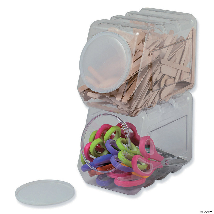 Pacon Interlocking Storage Container with Lid, 5.5" x 6.75", Set of 4 Image