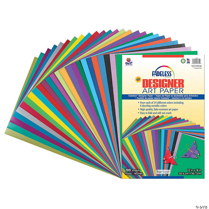 Pacon Paper Assortment, 25 Assorted Colors, 12" x 18", 100 Sheets Image
